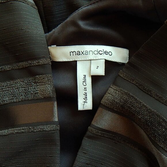 Max and Cleo Brown Satin Stripe Fitted Sheath Sleeveless Cocktail Dress 2 - Picture 5 of 5